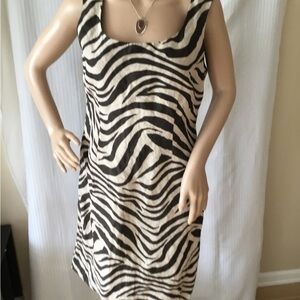 Zebra Print Sleeveless Dress shiny silver